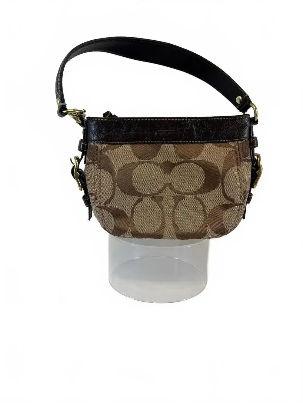 Coach | Signature Jacquard Leather Buckle Shoulder Bag | Brown with Brass